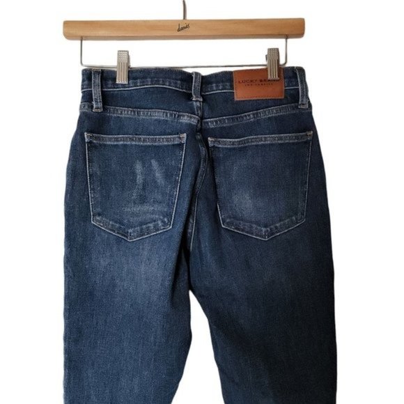 Lucky Brand Jeans Bridgette Skinny Raw Hem Ankle High Rise Dark Wash Denim Blue - Picture 9 of 11